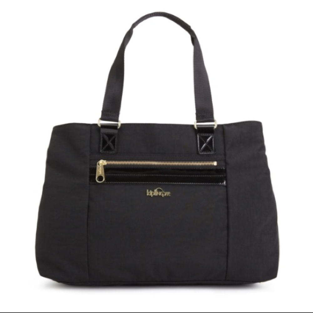 Kipling | Black Patent Accent Nylon Travel Bag